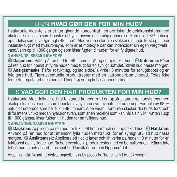 Garnier Hyaluron Barrier Repair Gelcreme 50 ml med produktinfo om 48 timers fugt og anvendelse.