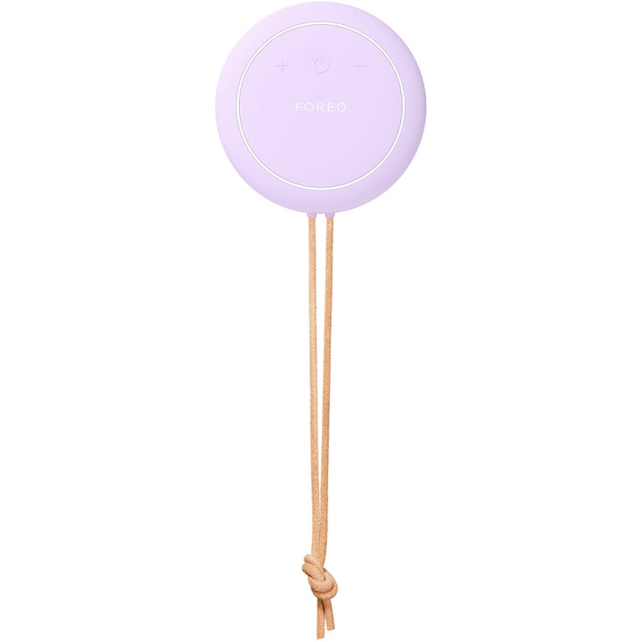 FOREO LUNA™ 4 body 1 stk eksfolierende kropsbørste i lavendel med praktisk beige snor til ophæng.