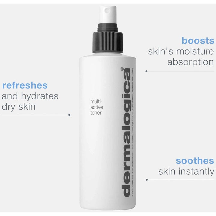 Dermalogica Multi-Active Toner Duo fugtgivende ansigtsspray i hvid flaske der opfrisker tør hud og beroliger straks