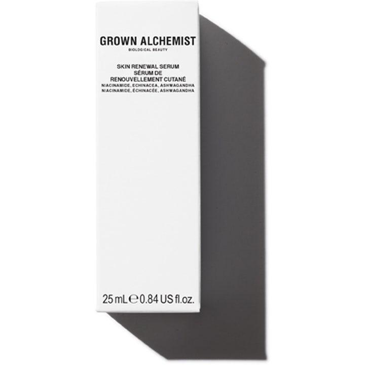 Grown Alchemist Skin Renewal Serum 25 ml hudfornyende serum i hvid yderemballage med niacinamid og ashwagandha.