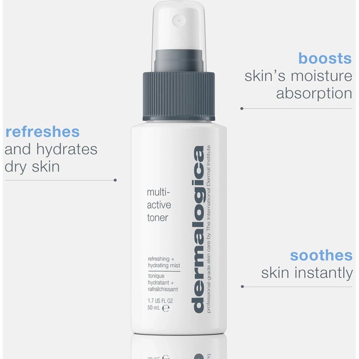 Dermalogica Multi-Active Toner 50 ml fugtgivende ansigtsspray i hvid flaske der straks beroliger og fugter huden.
