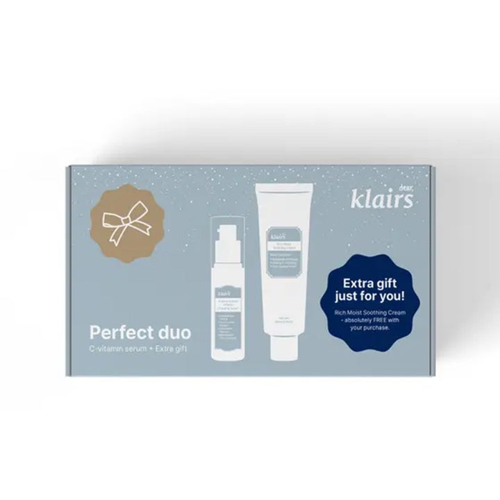 Klairs Perfect Duo 2 stk hudplejesæt med C-vitamin serum og fugtgivende creme i lyseblå gaveæske