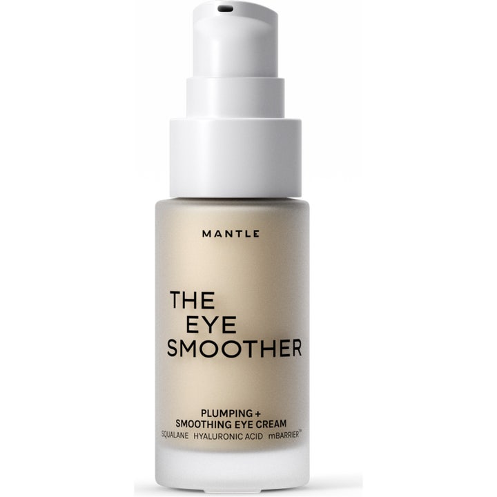 MANTLE The Eye Smoother 15 ml udglattende øjencreme i frostet glasflaske med hvid pumpe