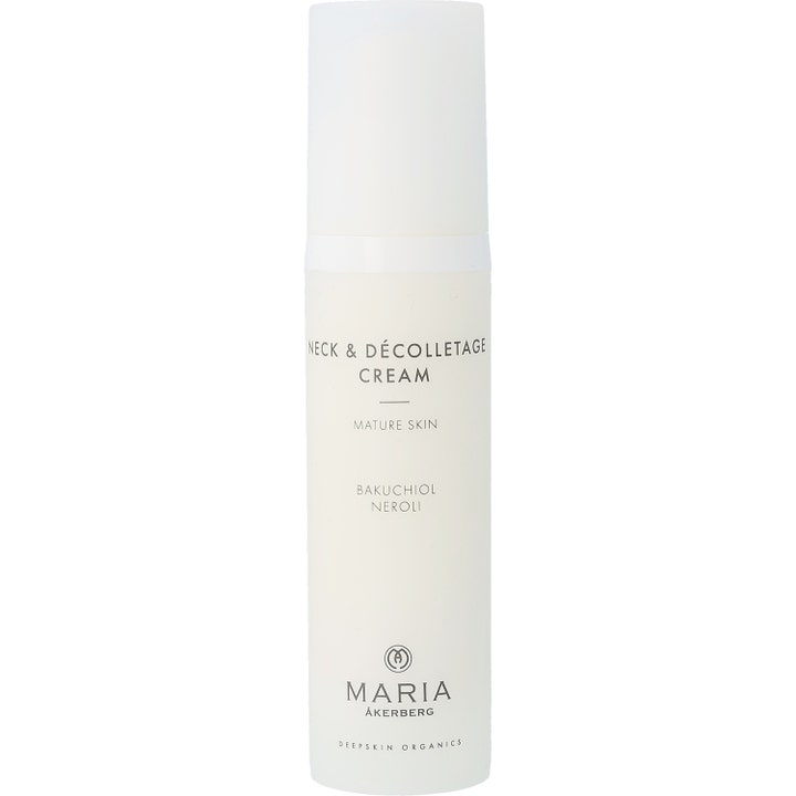 Maria Åkerberg Neck & Décolletage Cream 100 ml opstrammende halscreme med bakuchiol i hvid pumpeflaske