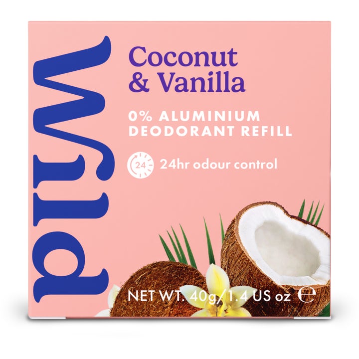 Wild Coconut Dreams Refill 40 g aluminiumfri deodorant i lyserød æske med kokosnød og vaniljeblomst