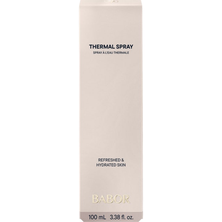 Babor Thermal Spray 100 ml beroligende face mist i hvid yderemballage med logo og guld-detaljer.