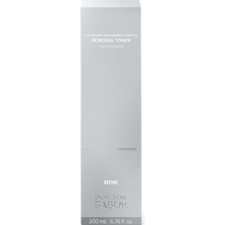 Babor DOC Renewal Toner 200 ml ansigtsvand med retinol og niacinamide giver en jævnere hud i sølvfarvet æske