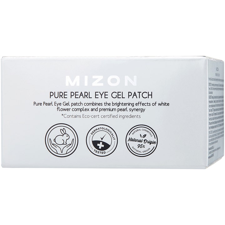 Mizon Premium Pure Pearl Eye Gel Patch 60 stk lysnende øjenmasker i hvid æske med naturlige ingredienser