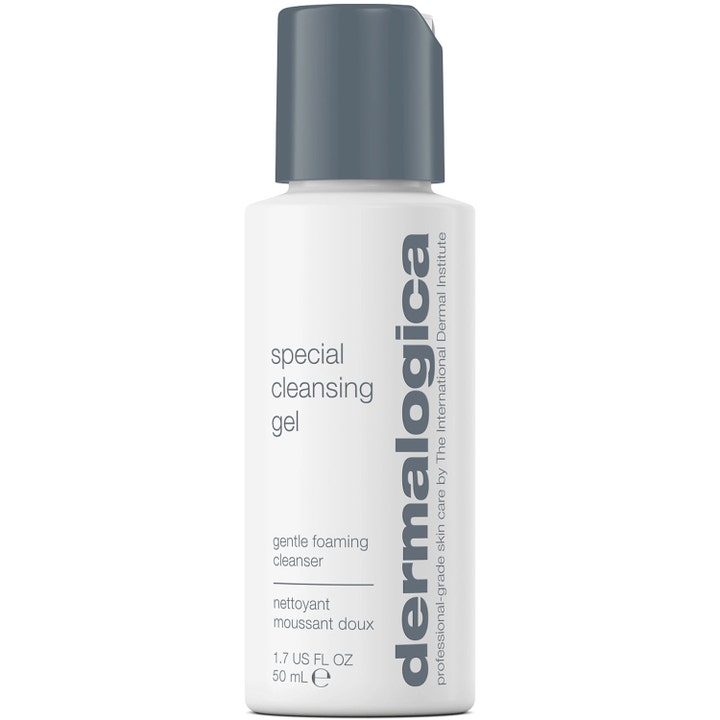 Dermalogica Special Cleansing Gel 50 ml skummende ansigtsrens i hvid plastflaske med gråt pumpe-låg