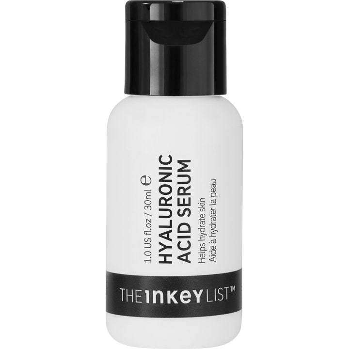 The Inkey List Hyaluronic Acid Serum 30 ml fugtgivende serum med hyaluronsyre i hvid flaske med sort låg.
