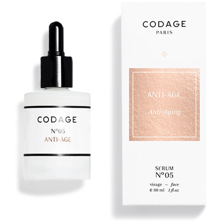 Codage Paris Serum N°05 Anti-Age 30 ml anti-age serum i hvid glasflaske med sort pipette og æske med rosaguld