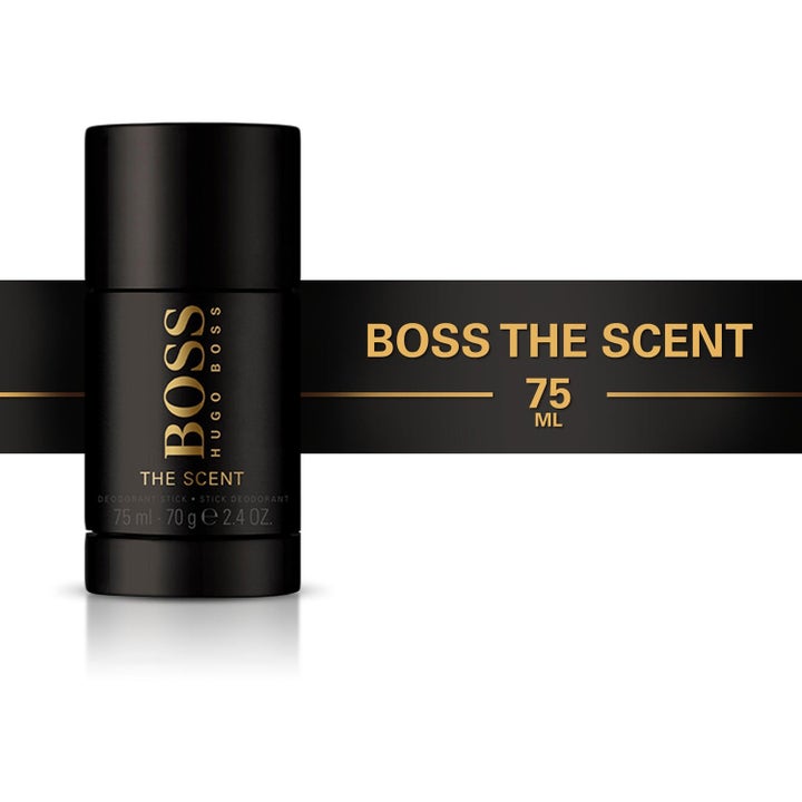 Hugo Boss The Scent Deostick 75 ml velduftende hudpleje i sort cylinderformet emballage med guldskrift