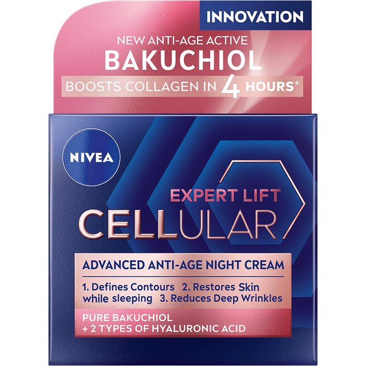 Nivea Cellular Expert Lift 50 ml anti-age natcreme med bakuchiol i blå æske der definerer konturer og mindsker rynker