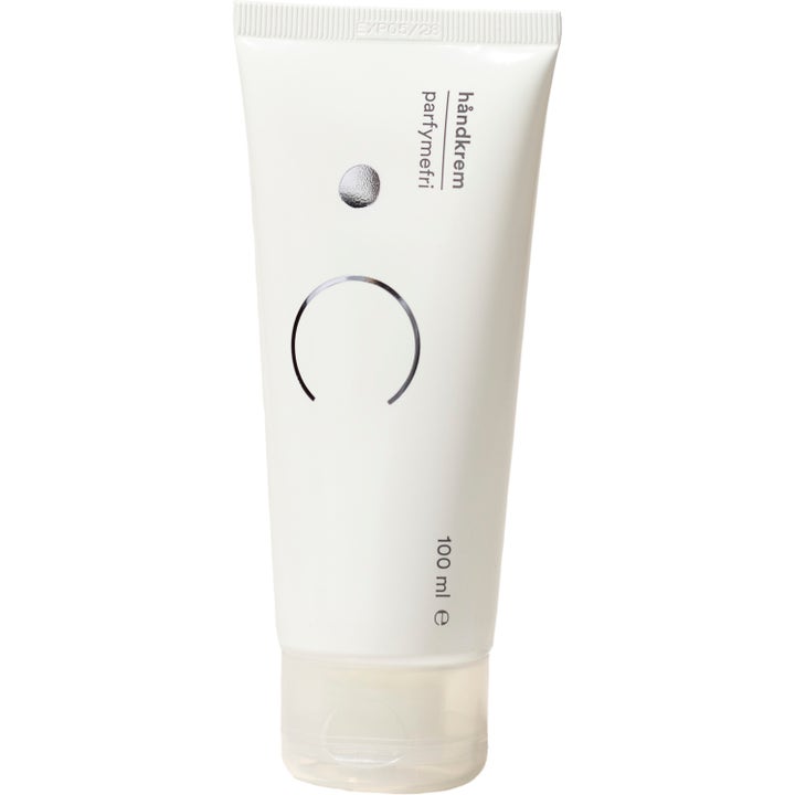 C Håndkrem Parfymefri 100 ml blødgørende håndcreme i hvid tube med sølvdetaljer og transparent låg
