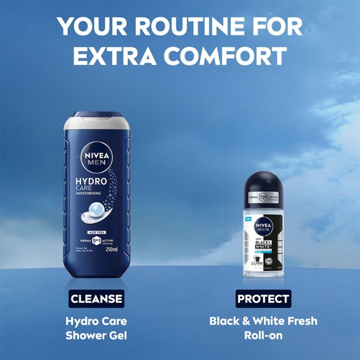NIVEA Men Black & White Invisible 50 ml roll-on og spray deosæt mod hvide mærker og gule pletter