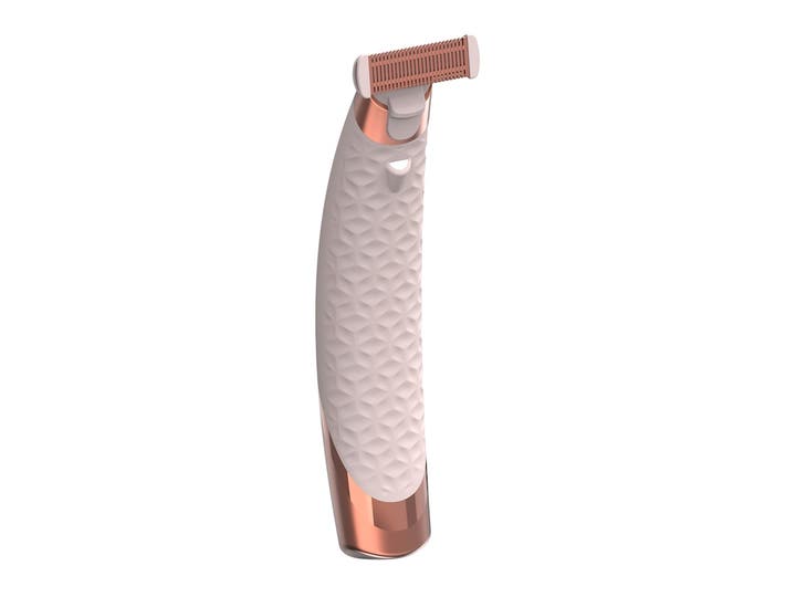 Finishing Touch Flawless Body trimmer til skånsom hårfjerning med hvidt tekstureret greb og rosaguld finish