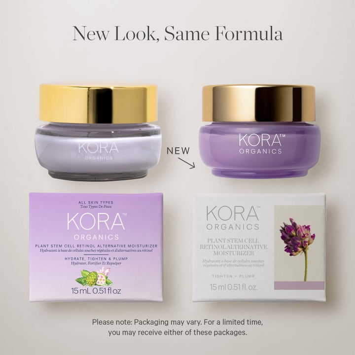 KORA Organics Plant Stem Cell Retinol Alternative 15 ml dagcreme i lilla krukker med guld låg og ny emballage