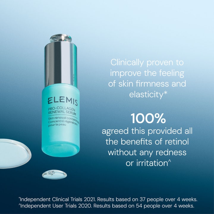 Elemis Pro-Collagen Renewal Serum 15 ml i turkis glasflaske der giver fastere hud uden irritation