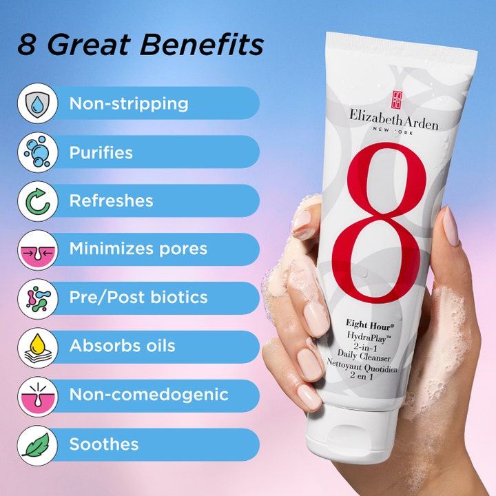 Elizabeth Arden Eight Hour Hydraplay Cleanser 125 ml ansigtsvask der renser porer og beroliger huden