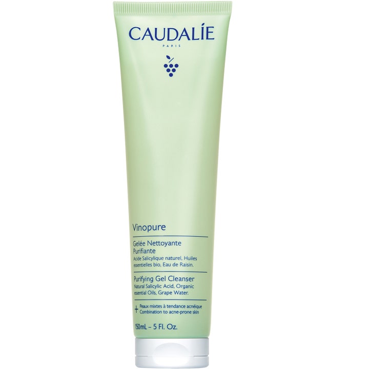 Caudalie Vinopure Purifying Gel Cleanser 150 ml ansigtsrens mod uren hud i en lysegrøn tube med hvidt låg.