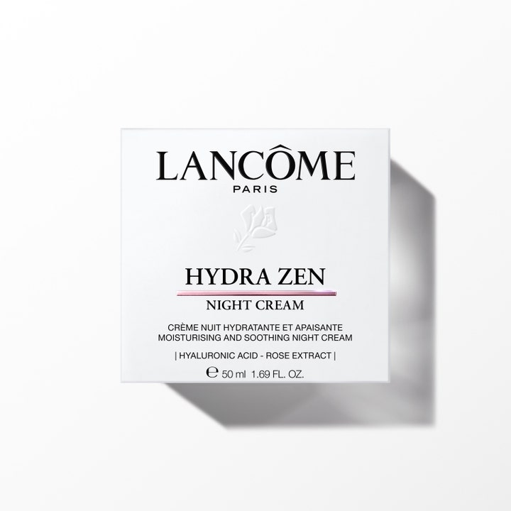 Lancôme Hydra Zen Night Cream 50 ml beroligende nattcreme i hvid emballage med hyaluronsyre og rose