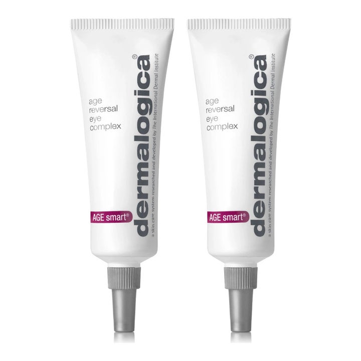 Dermalogica Age Reversal Eye Complex 15 ml øjencreme mod rynker i to hvide tuber med grå låg