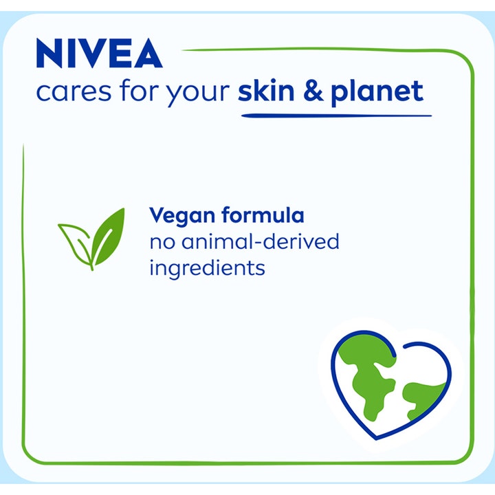 NIVEA Smooth Rice Scrub 75 ml peeling med vegansk formel og illustration af et hjerteformet jordikon