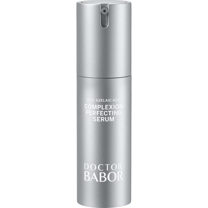 Doctor Babor Complexion Perfecting Serum 50ml med 10% azelaic acid i en elegant mat sølvfarvet pumpeflaske