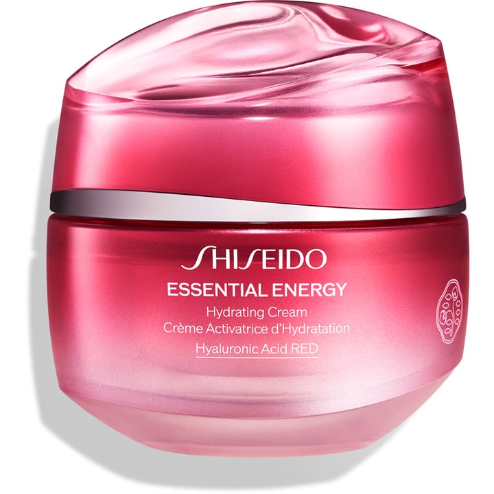 Shiseido Essential Energy Hydrating Cream 50ml fugtgivende ansigtscreme i pink metallisk krukke med bølget låg