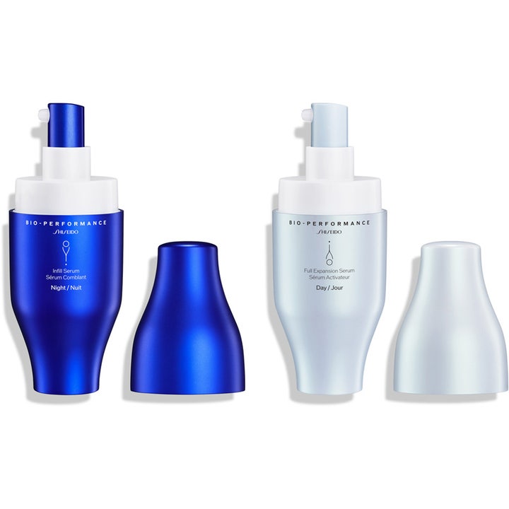 Shiseido Bio-Performance Skin Filler Duo Serum 2x30ml refill giver fyldigere hud i blå og hvide pumpeflasker