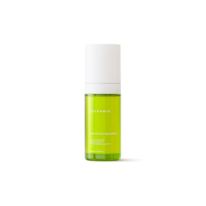 Theramid Smoothing Treatment 30ml udglattende serum i grøn gennemsigtig flaske med hvidt låg
