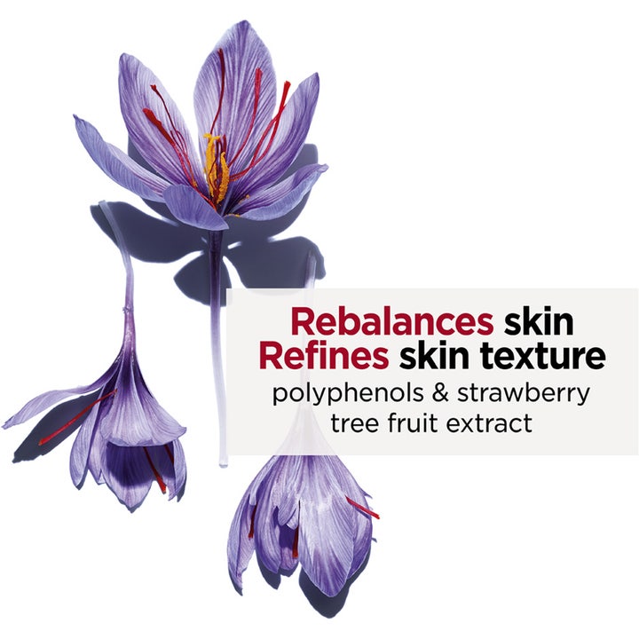 Clarins Hydra-Essentiel 75 ml fugtgivende ansigtsmaske med lilla blomster og tekst om polyphenoler og hudens balance