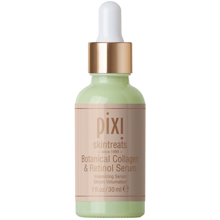 Pixi Botanical Collagen & Retinol Serum 30 ml volumengivende ansigtsserum i grøn glasflaske med guldlåg og pipette