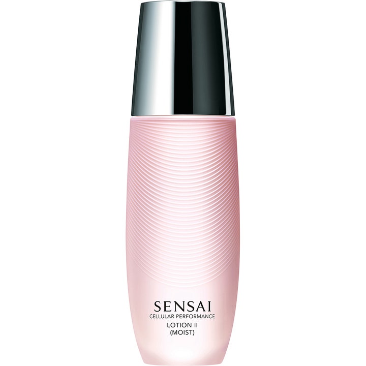 Sensai Cellular Performance Lotion II Moist 125 ml fugtgivende ansigtslotion i lyserød rillet flaske med sølvlåg