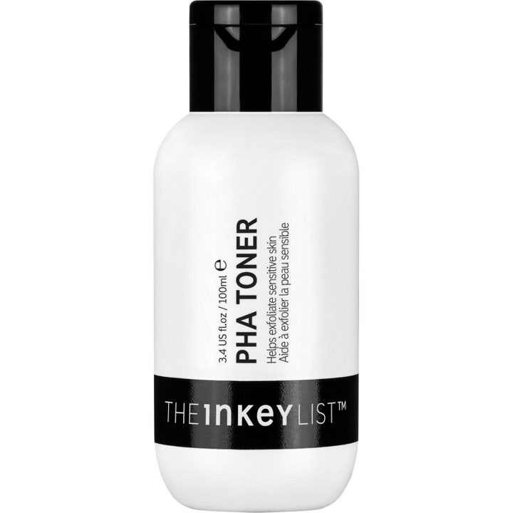 The Inkey List PHA Toner 100ml eksfolierende toner til sensitiv hud i hvid plastflaske med sort låg
