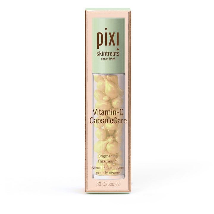 Pixi Vitamin-C CapsuleCare 30 stk lysnende ansigtsserum i mintgrøn æske med synlige gule kapsler