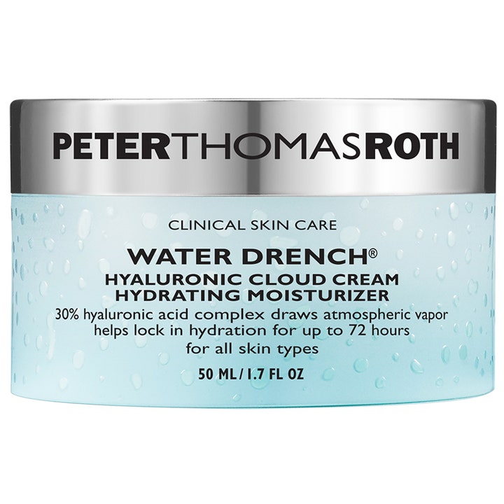 Peter Thomas Roth Water Drench Hyaluronic Cloud Cream 50 ml fugtgivende ansigtscreme i lyseblå krukke med sølvlåg