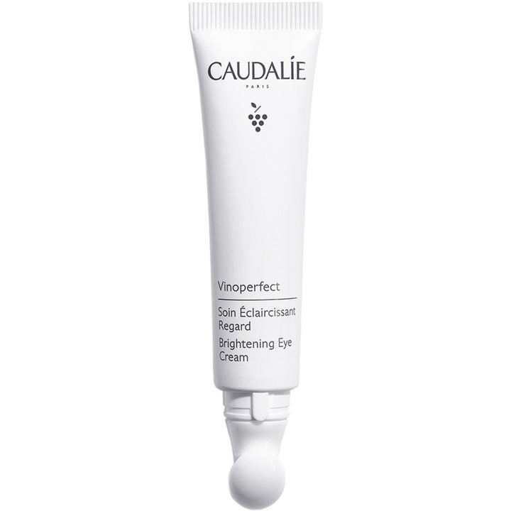 Caudalie Vinoperfect Brightening Eye Cream 15 ml lysnende øjencreme i hvid tube med kølende keramisk applikator