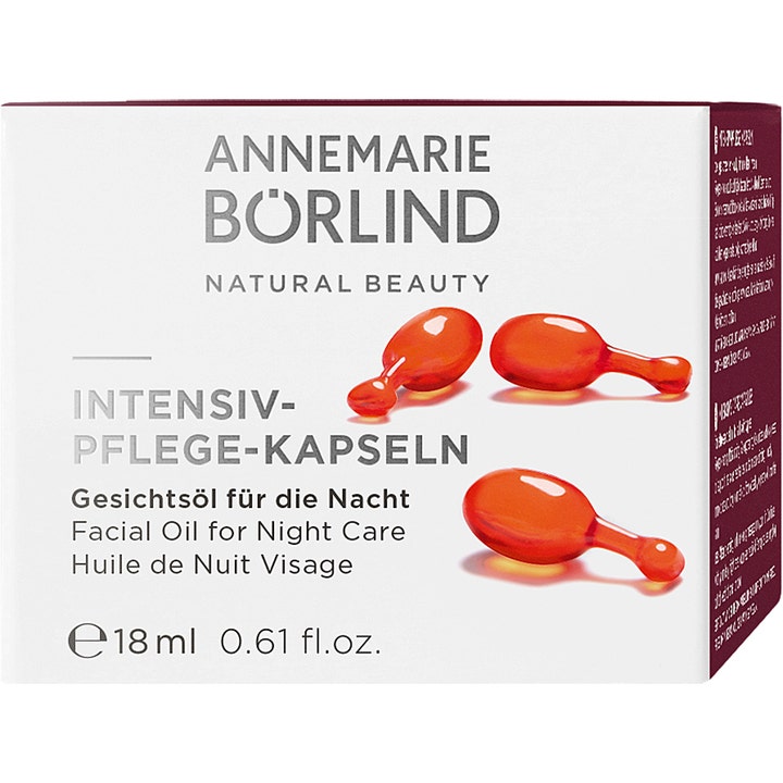 Annemarie Börlind Intensive Care Capsules 50 stk ansigtsserum i hvid æske med orange olie-kapsler