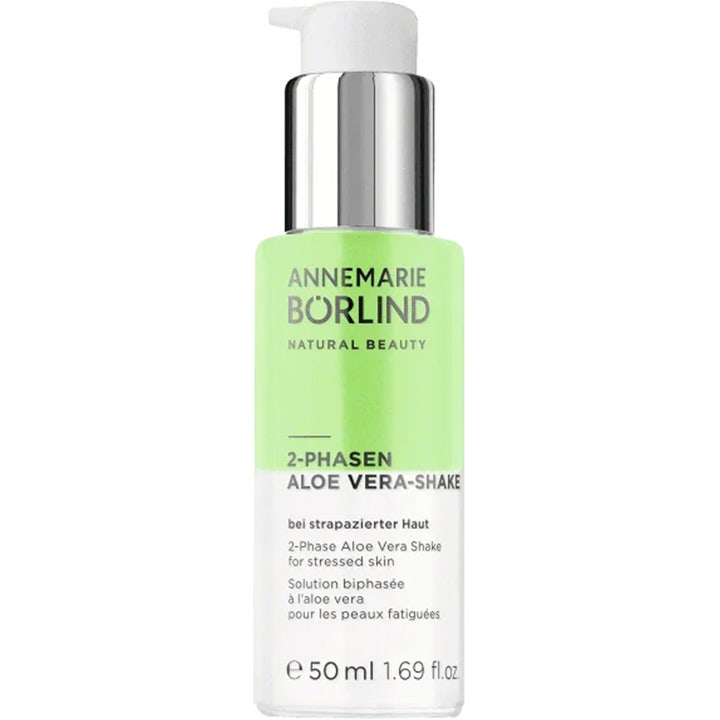 Annemarie Börlind 2-Phasen Aloe Vera Shake 50 ml beroligende ansigtsserum i glasflaske med hvid pumpe