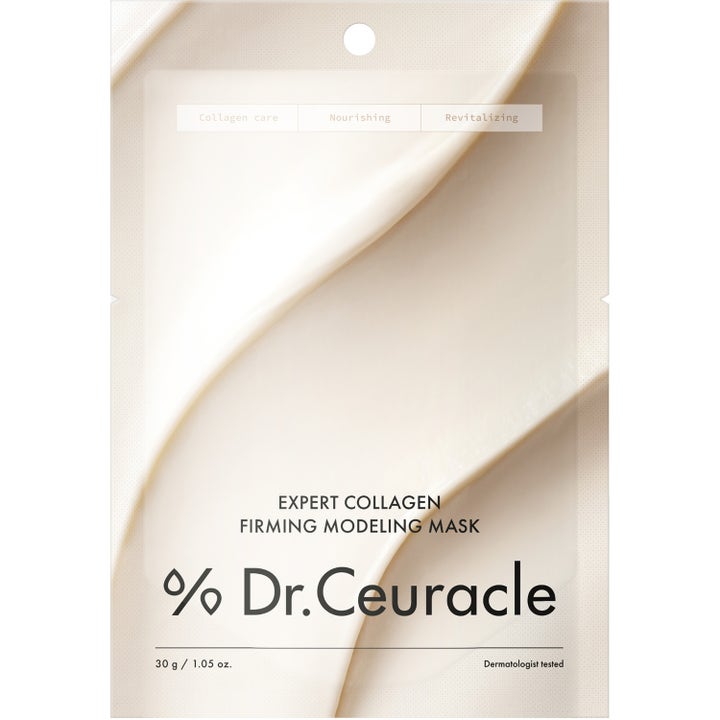 Dr. Ceuracle Expert Collagen Firming Modeling Mask 30 g opstrammende ansigtsmaske i beige pose med cremet tekstur