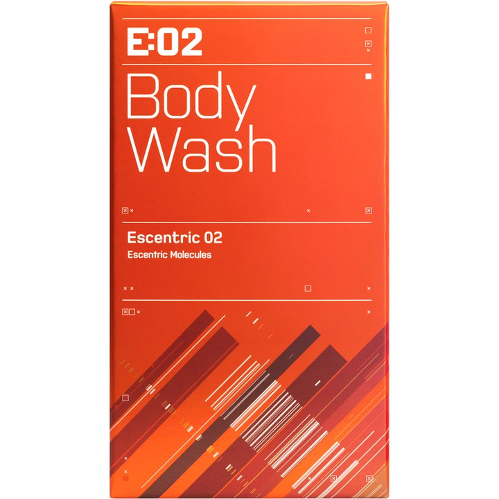 Escentric Molecules Escentric 02 Body Wash 200 ml forfriskende kropsvask i orange æske med grafiske striber