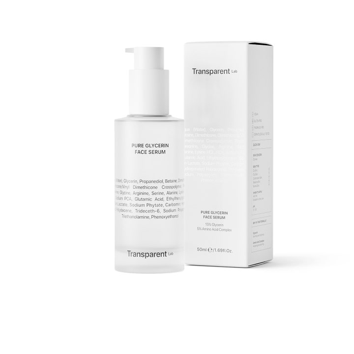 Niche Beauty Lab Transparent Lab Pure Glycerin Face Serum 50 ml i hvid flaske med matchende æske