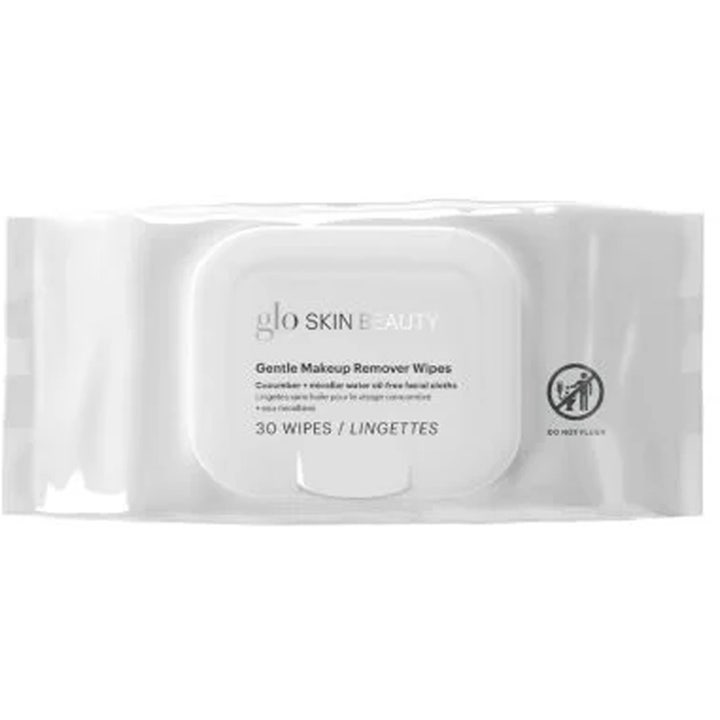 Glo Skin Beauty Gentle Makeup Remover Wipes 30 stk renseservietter i hvid plastemballage med praktisk låg
