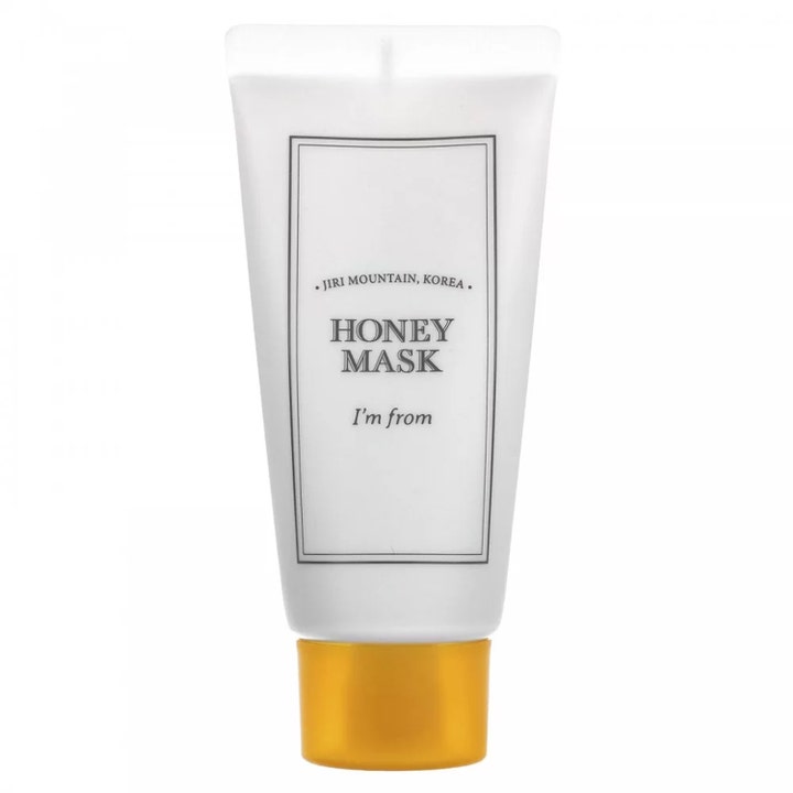 I'm from Honey Mask fugtgivende ansigtsmaske i hvid tube med et elegant guldfarvet skruelåg.