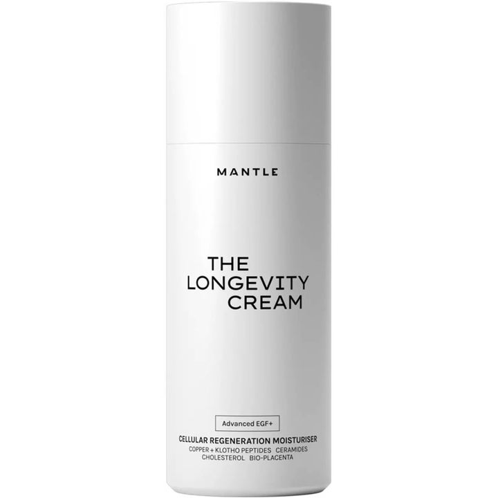 Mantle The Longevity Cream regenererende ansigtscreme der giver cellefornyelse i en hvid minimalistisk flaske