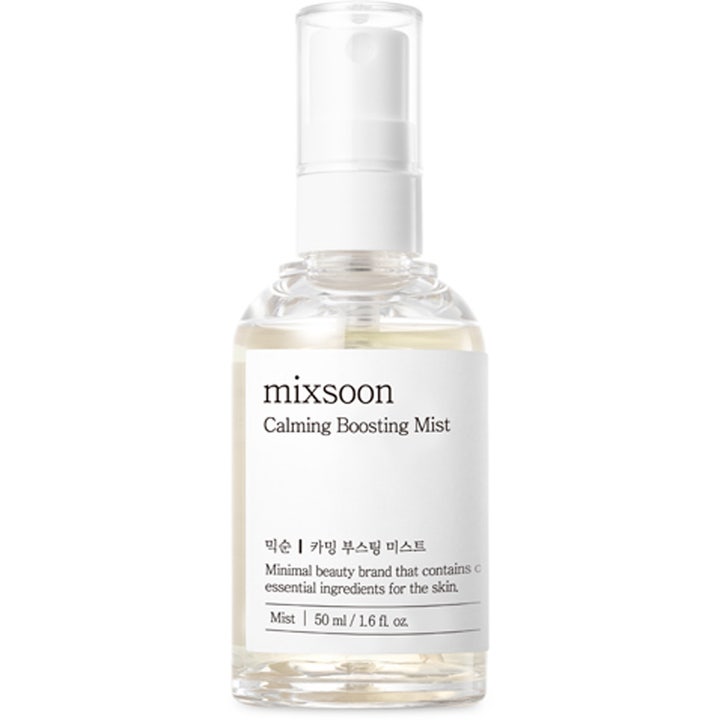 Mixsoon Calming Boosting Mist 50 ml beroligende ansigtsmist i en klar sprayflaske med minimalistisk hvid etiket