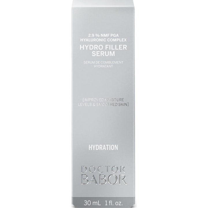Babor DOC Hydro Filler Serum 30 ml fugtgivende ansigtsserum i sølvfarvet æske med hyaluronsyre komplex