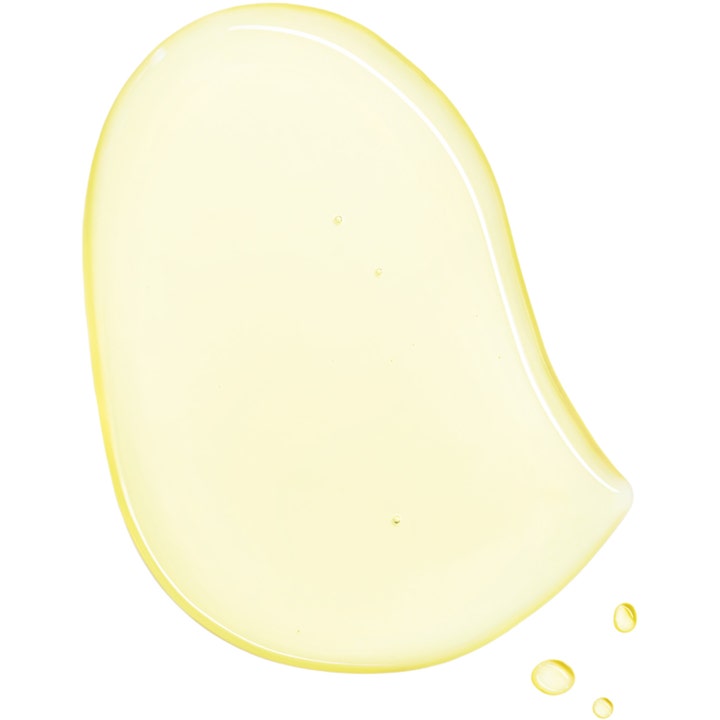 Clarins Glowing Sun Oil 150 ml sololie med SPF 30 til krop og hår i en transparent lysegul flydende tekstur.