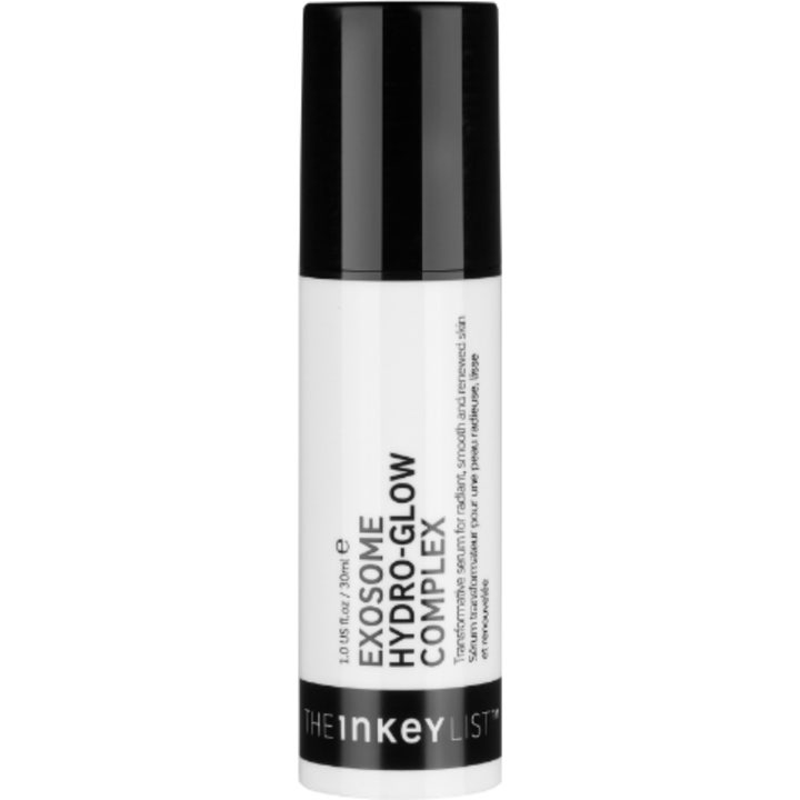 The Inkey List Exosome Hydro-Glow Complex 30 ml glødgivende ansigtsserum i hvid tube med sort låg